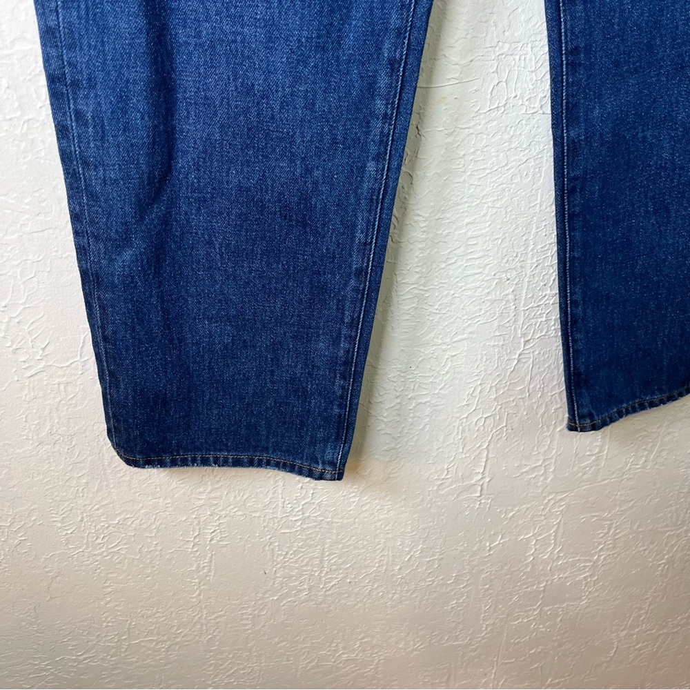 Madewell High Waisted Baggy Straight Jeans in Dark Worn Indigo Wash - Picture 9 of 15